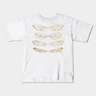 Insect Wings - Antique Gold - Butterfly, Moth, Cicada, and Dragonfly Kids T-Shirt